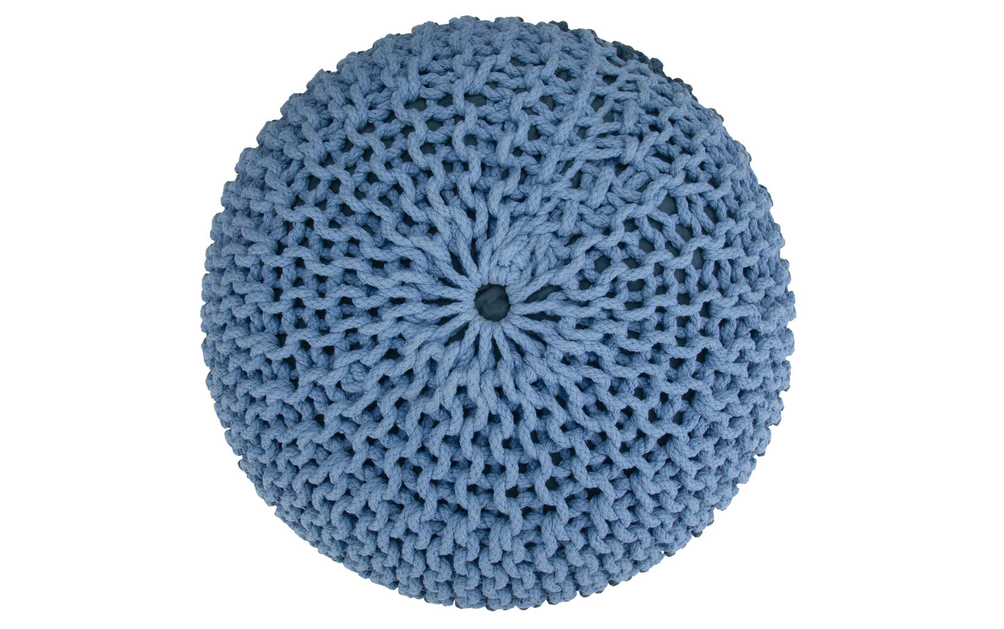 Blue | Nikki 20 in Wide Hand Knit Round Pouf