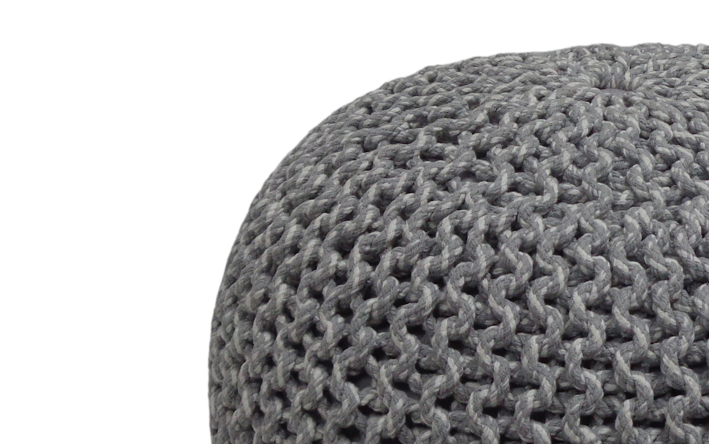 Grey | Nikki 20 in Wide Hand Knit Round Pouf