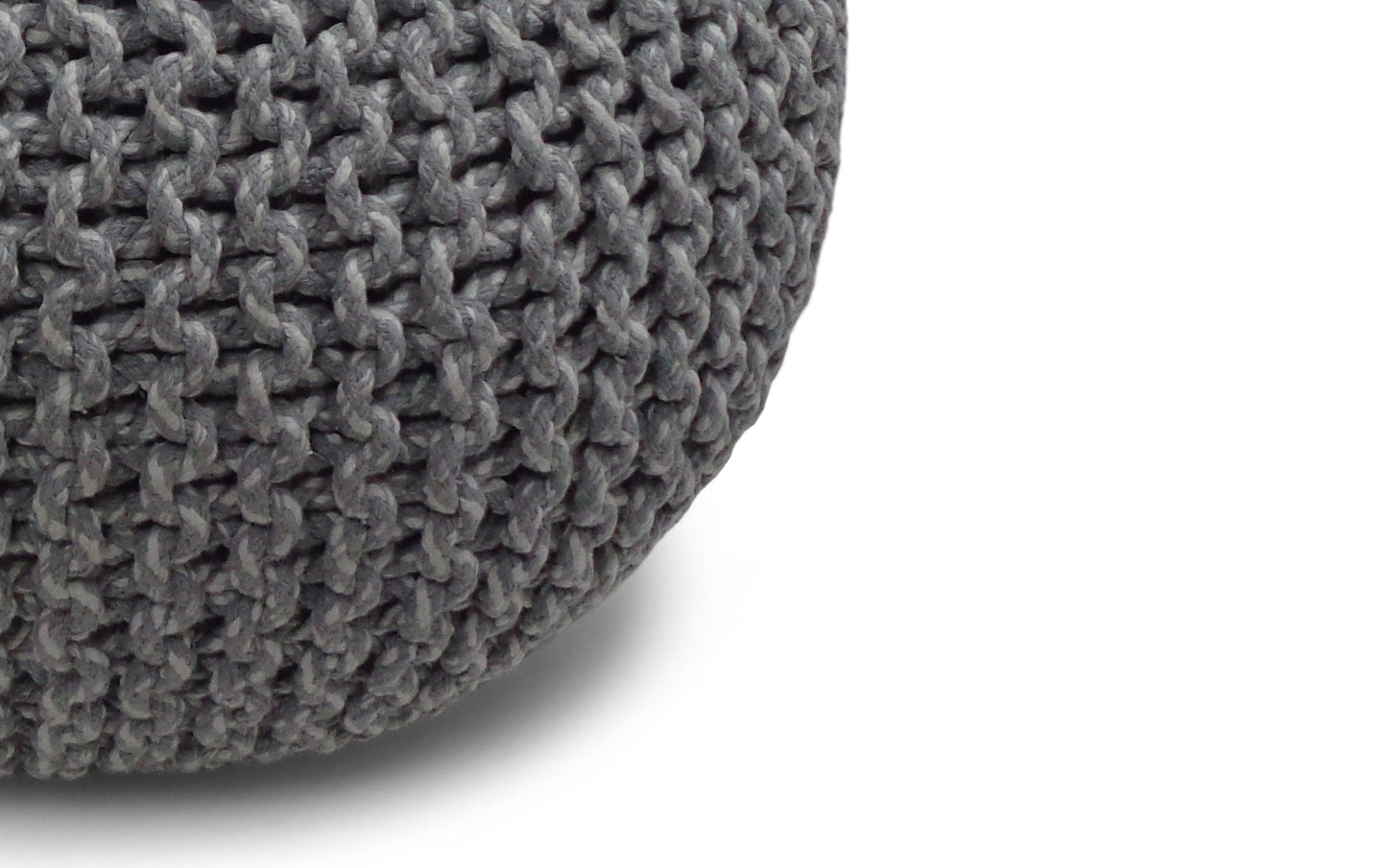 Grey | Nikki 20 in Wide Hand Knit Round Pouf