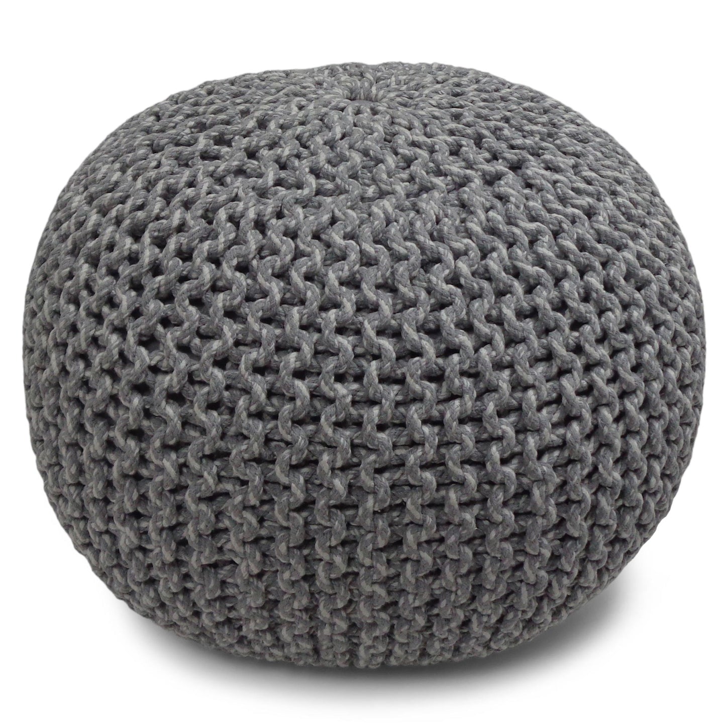 Grey | Nikki 20 in Wide Hand Knit Round Pouf