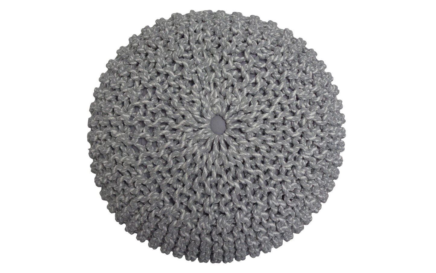 Grey | Nikki 20 in Wide Hand Knit Round Pouf