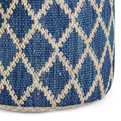 Classic Blue and Natural | Edgeley Round Pouf