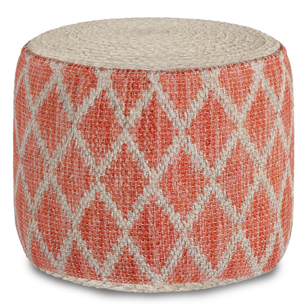 Coral and Natural | Edgeley Round Pouf