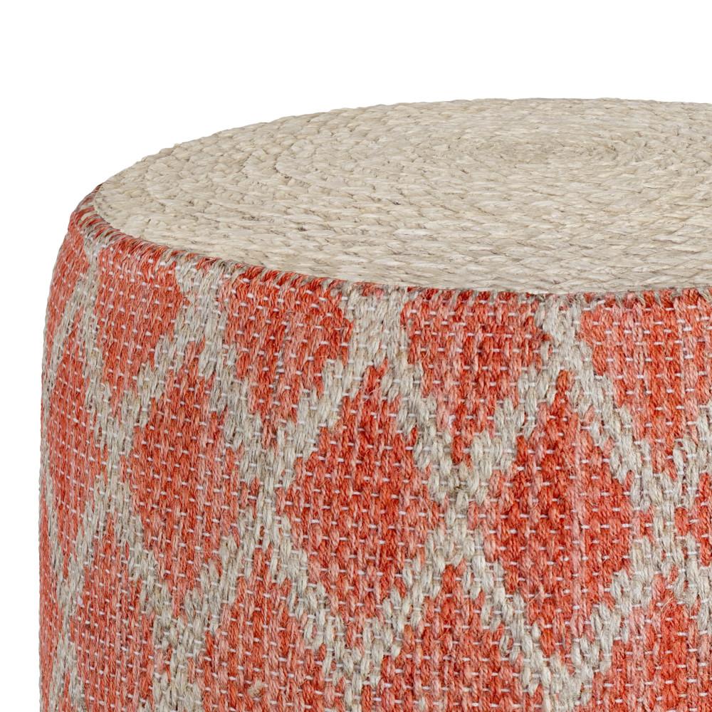 Coral and Natural | Edgeley Round Pouf