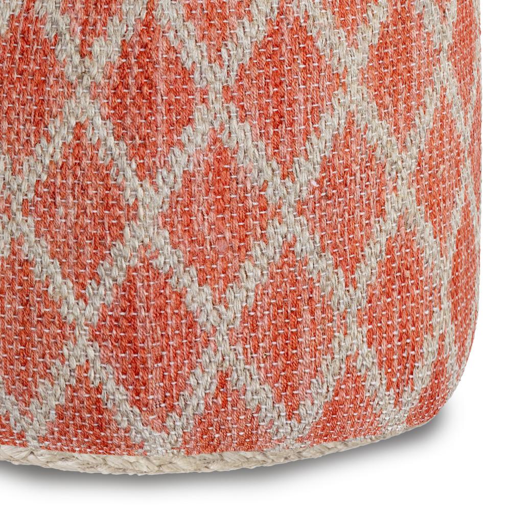 Coral and Natural | Edgeley Round Pouf