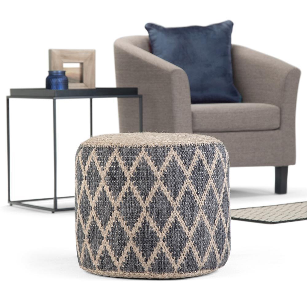 Grey and Natural | Edgeley Round Pouf