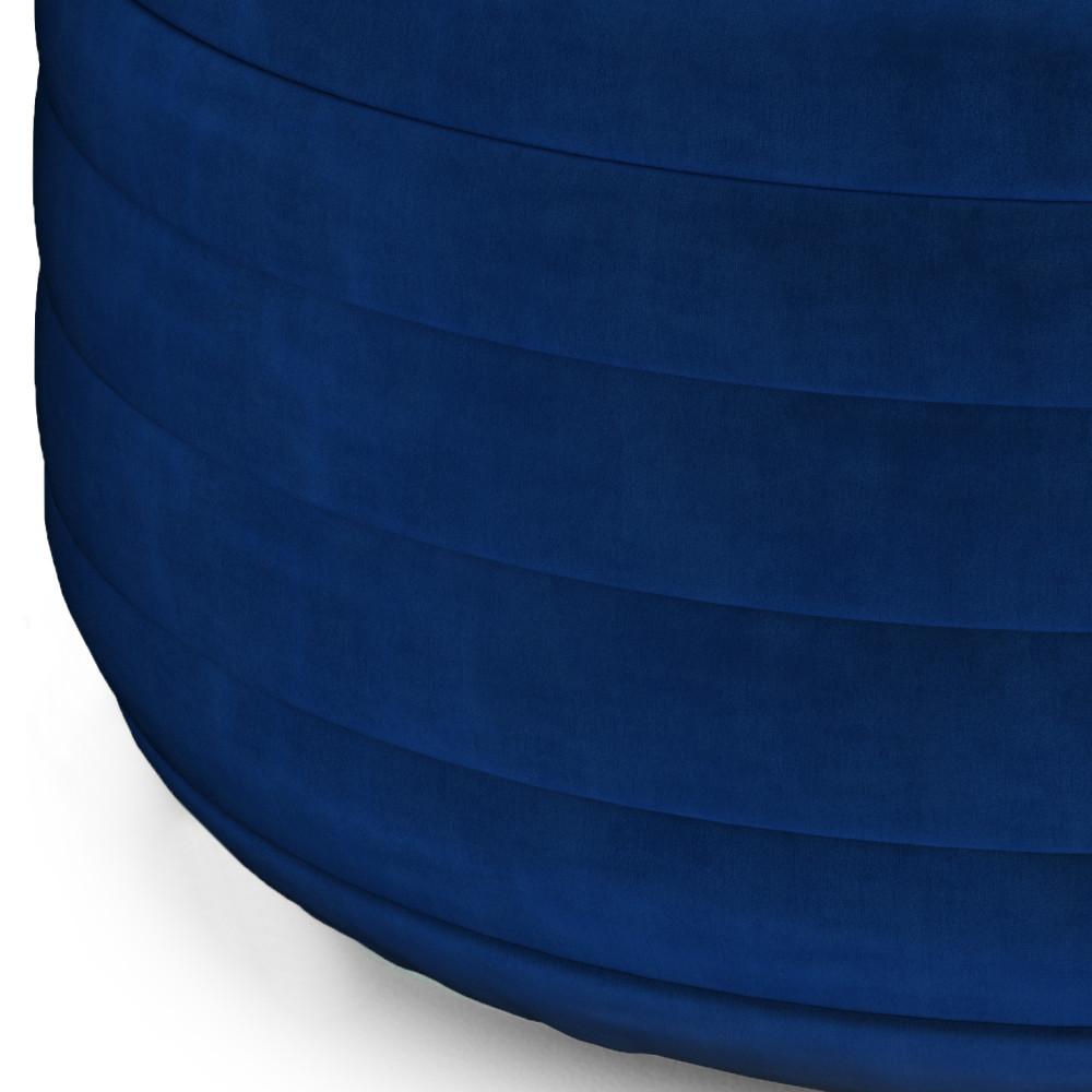 Blue Velvet Velvet Fabric| Vivienne Round Pouf