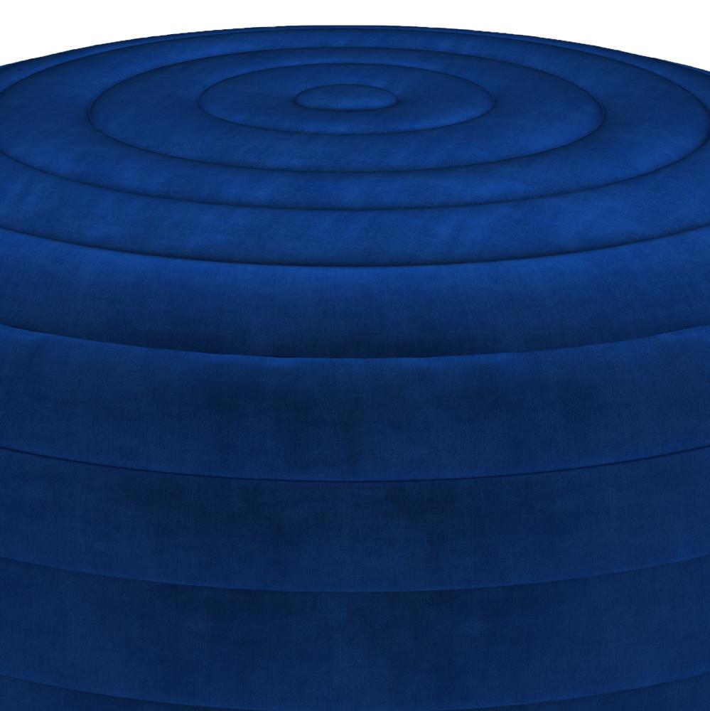 Blue Velvet Velvet Fabric| Vivienne Round Pouf