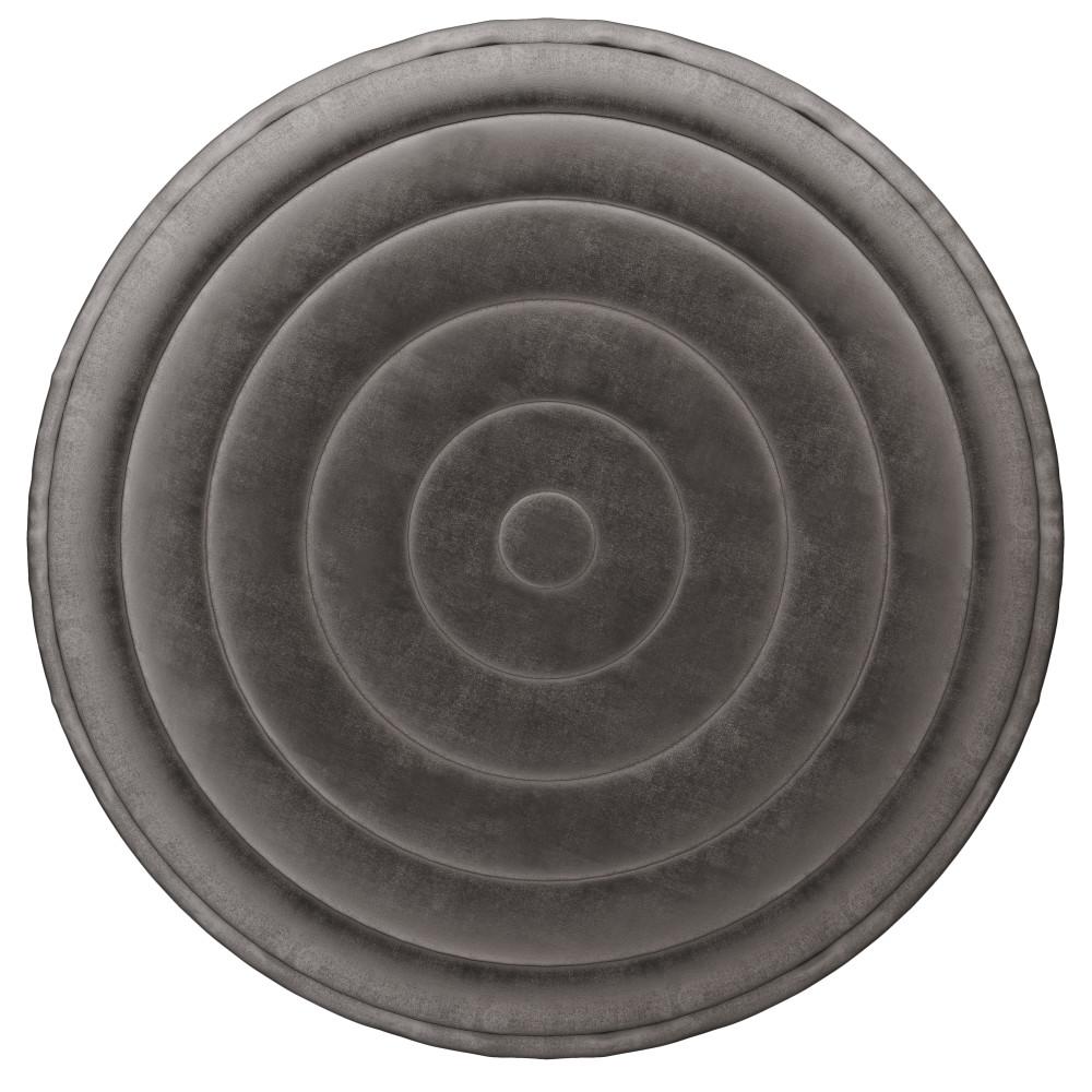 Grey Velvet Fabric | Vivienne Round Pouf