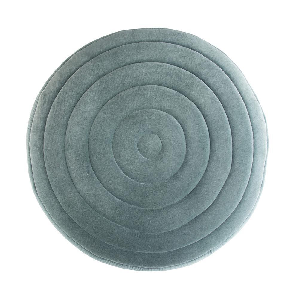 Turquoise Velvet Fabric | Vivienne Round Pouf