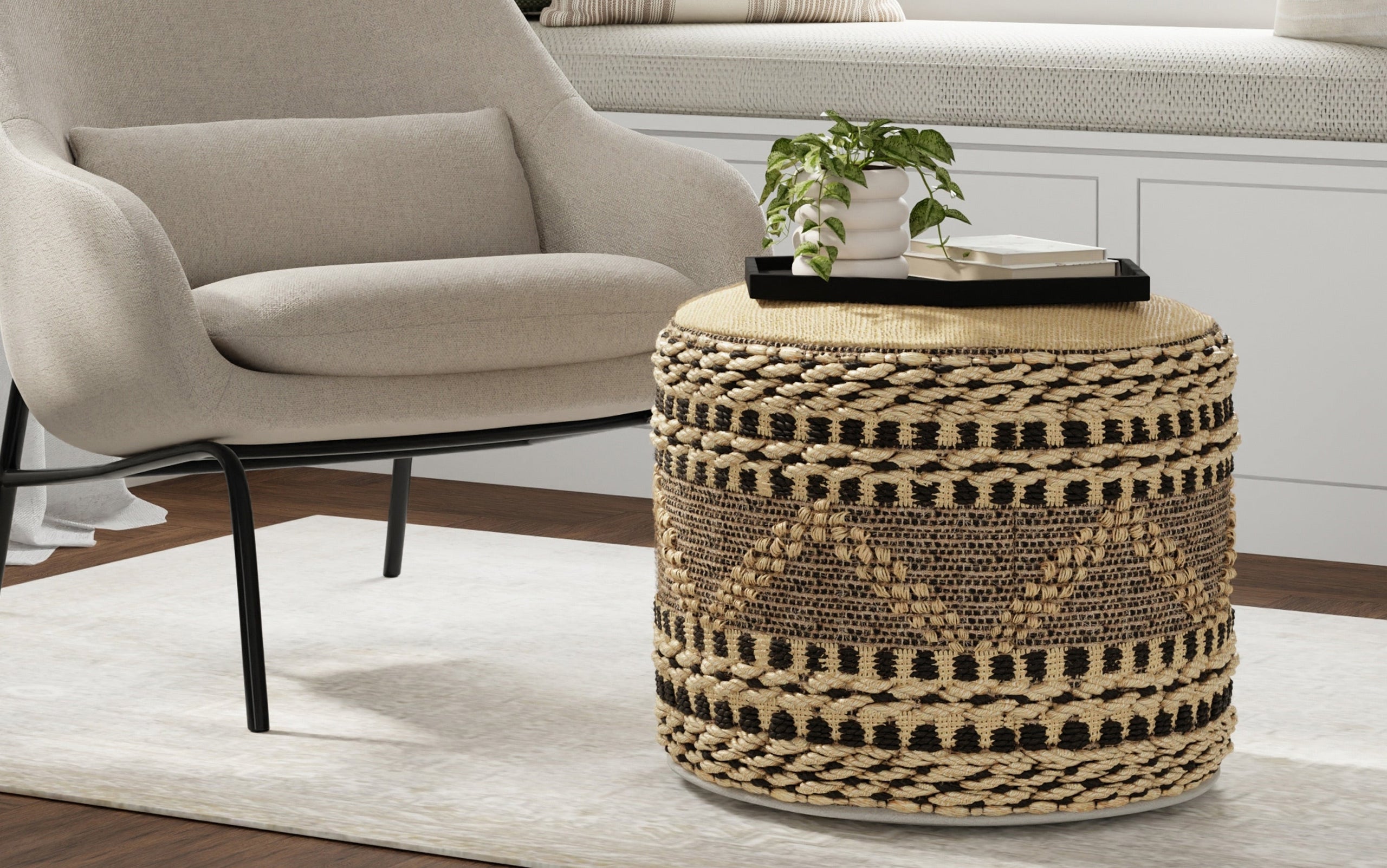 Stella Round Woven Pouf