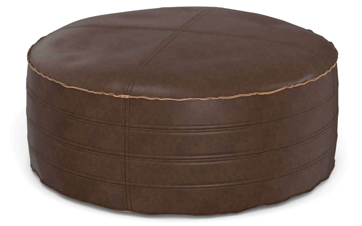 Distressed Dark Brown 32 inch | Brody 32 inch Round Coffee Table Pouf