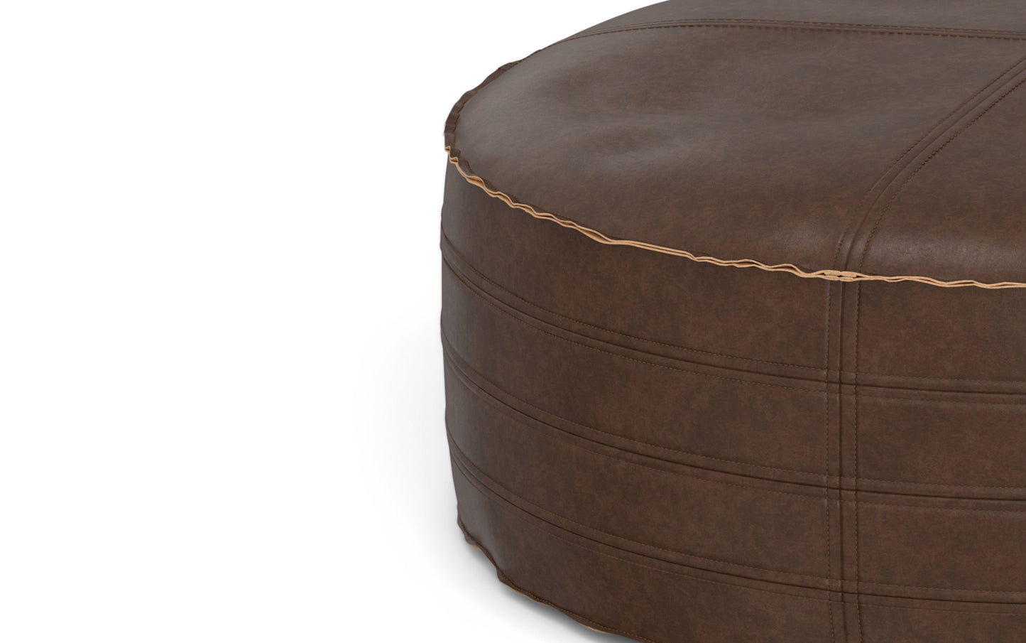 Distressed Dark Brown 32 inch | Brody 32 inch Round Coffee Table Pouf