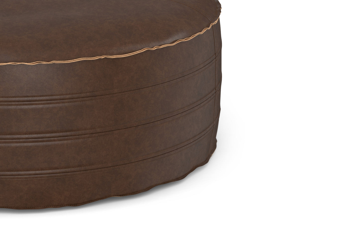 Distressed Dark Brown 32 inch | Brody 32 inch Round Coffee Table Pouf