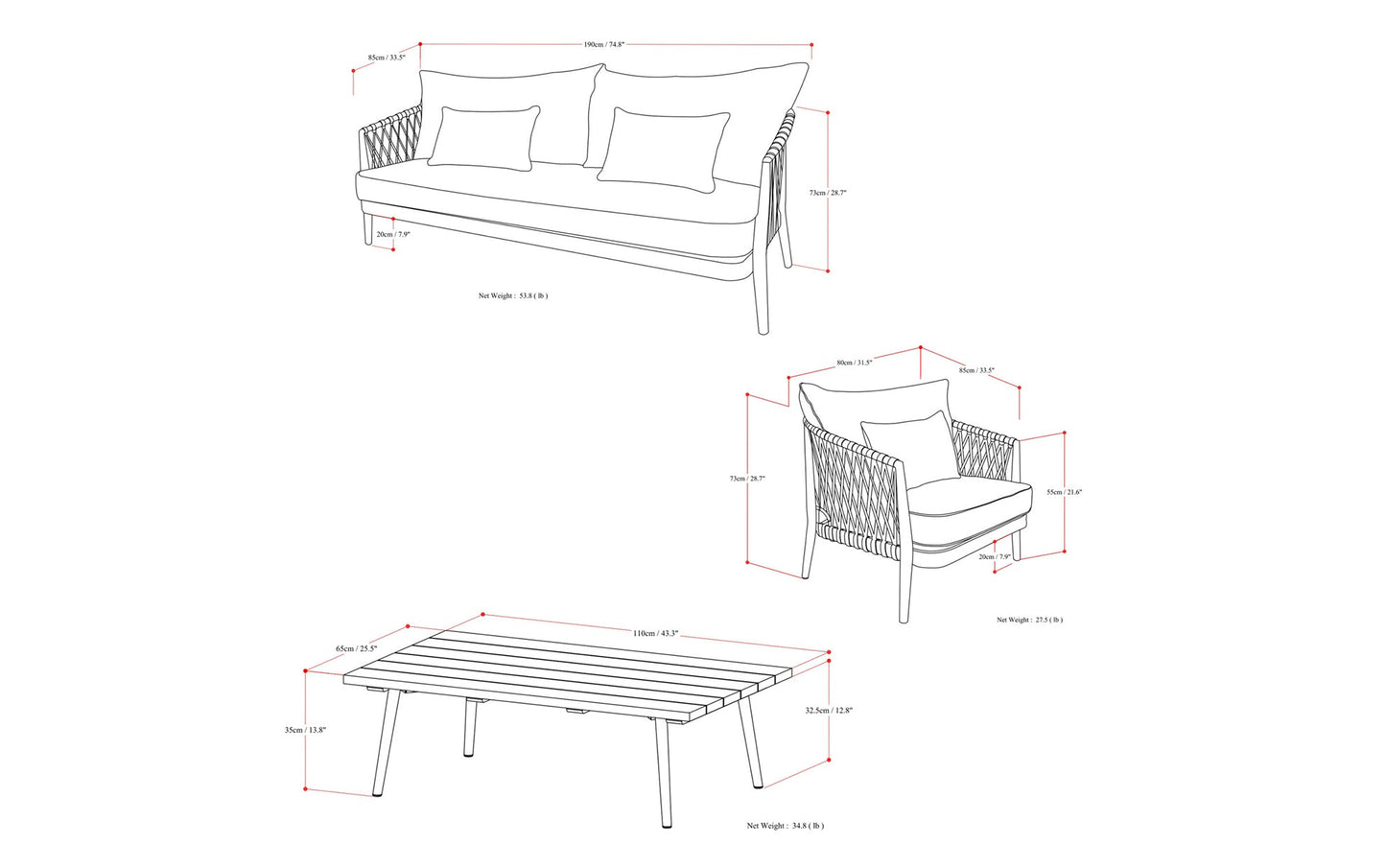 Belize 4 Piece Outdoor Conversation Set