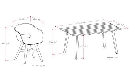 Black | Kona 5 Piece Outdoor Dining Set