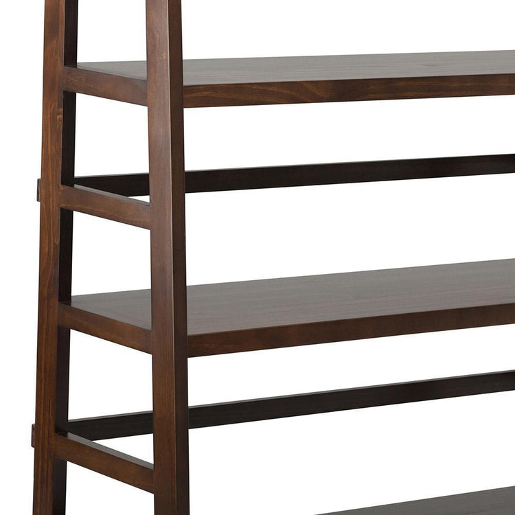 Brunette Brown | Acadian 72 x 36 inch Wide Ladder Shelf Bookcase