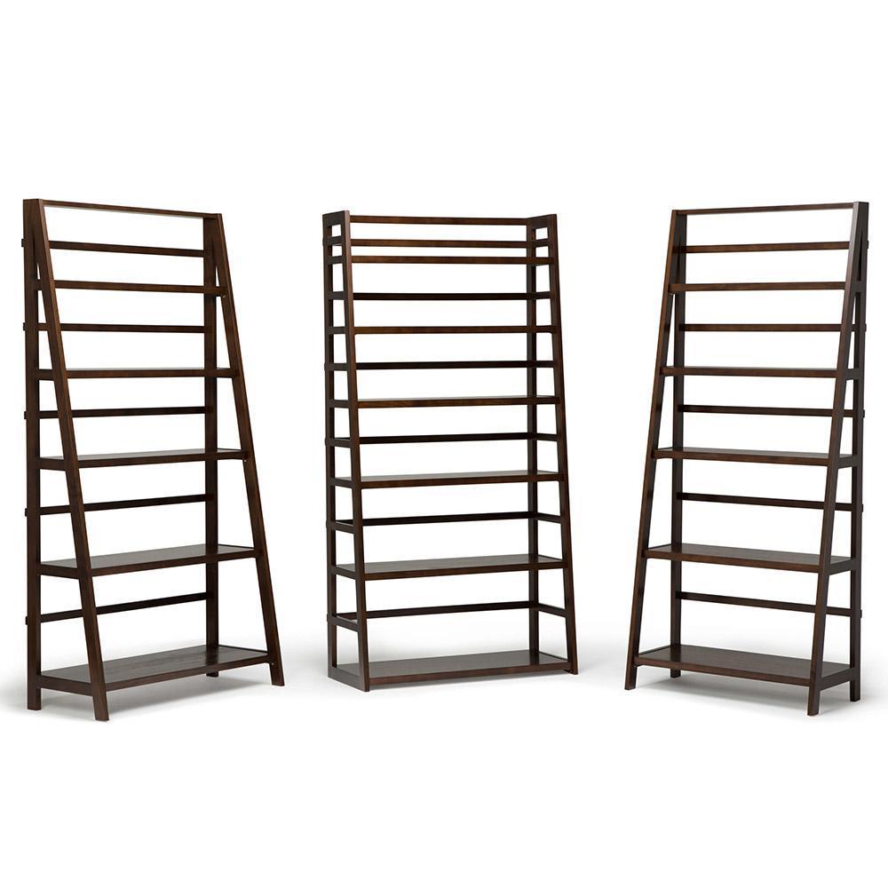 Brunette Brown | Acadian 72 x 36 inch Wide Ladder Shelf Bookcase