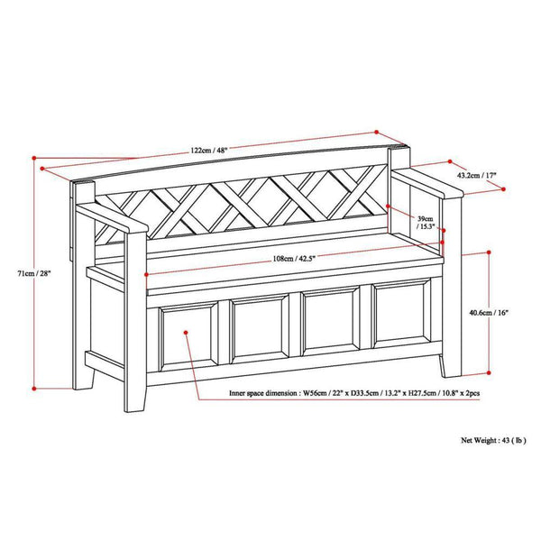 Amherst Entryway Storage Bench | Mudroom Bench | Simpli Home