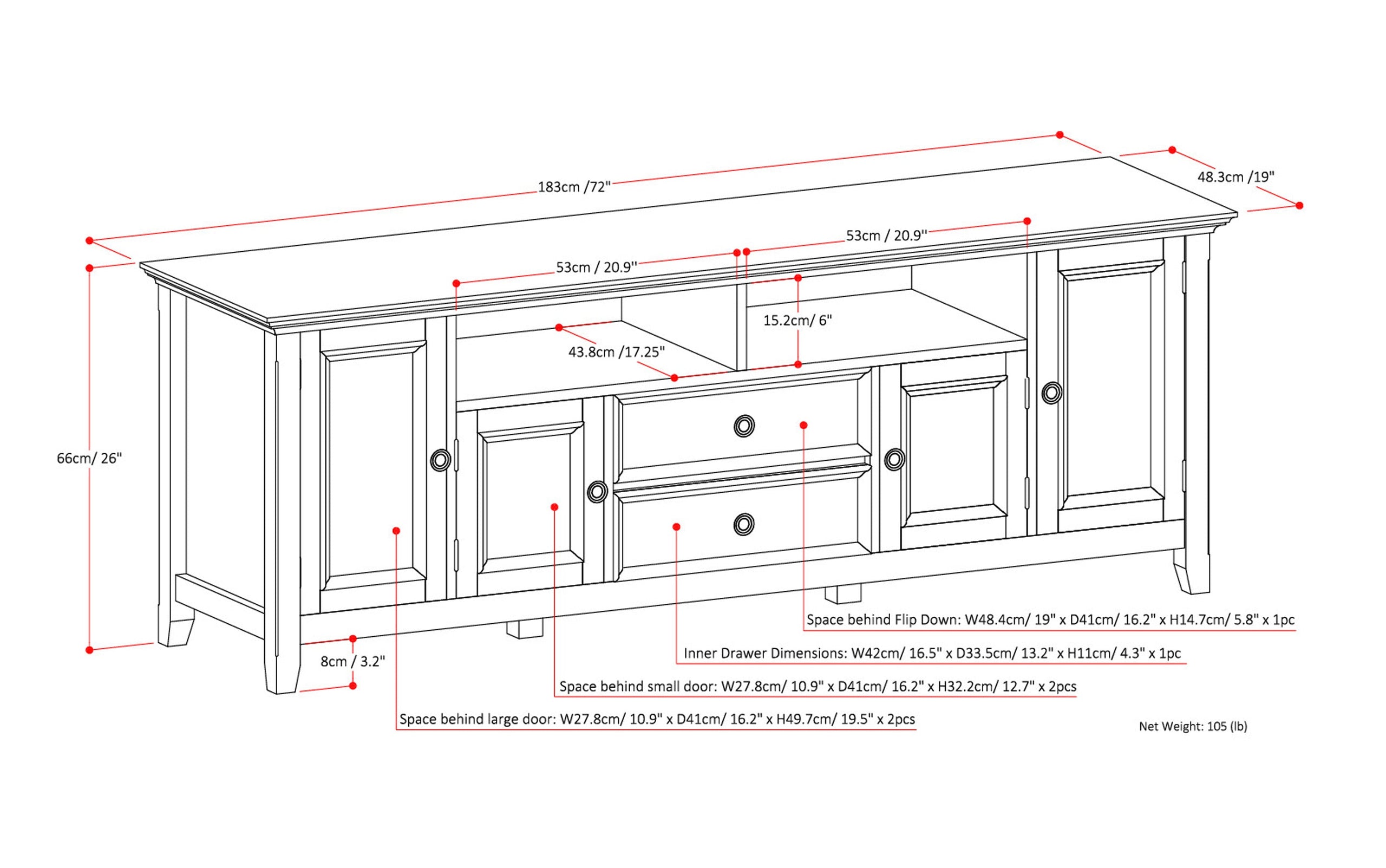 Hickory Brown | Amherst 72 inch Wide TV Media Stand