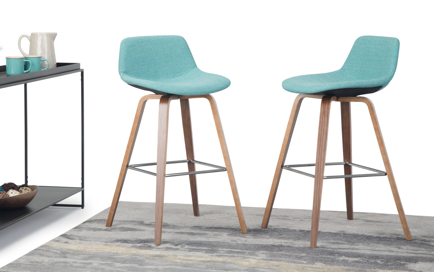 Aqua Linen Style Fabric Natural | Randolph Bentwood 26 inch Bar Stool (Set of 2)