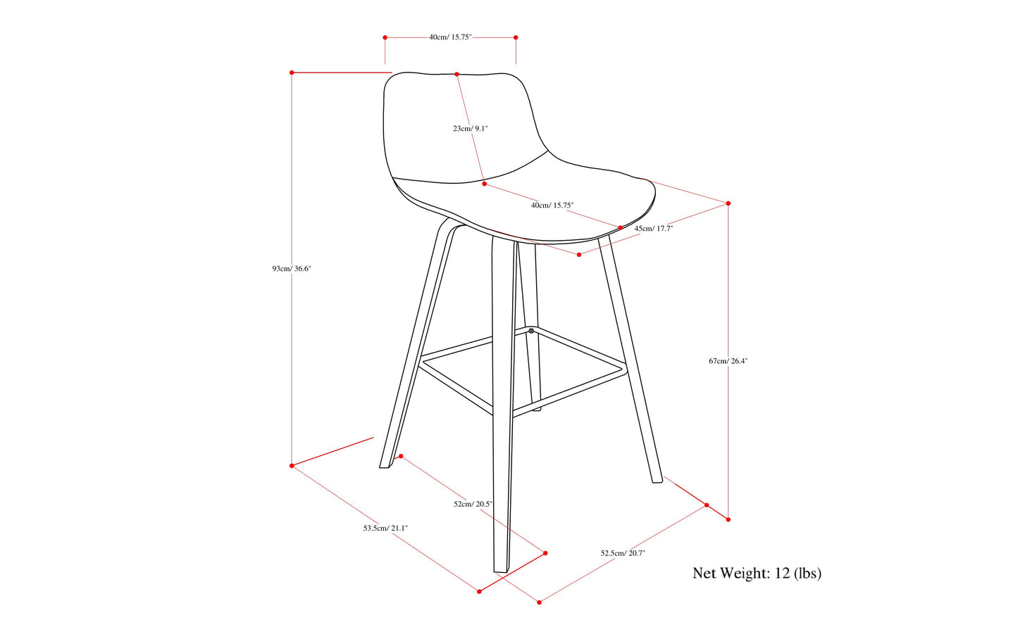 Black Vegan Leather Natural | Randolph Bentwood 26 inch Bar Stool (Set of 2)