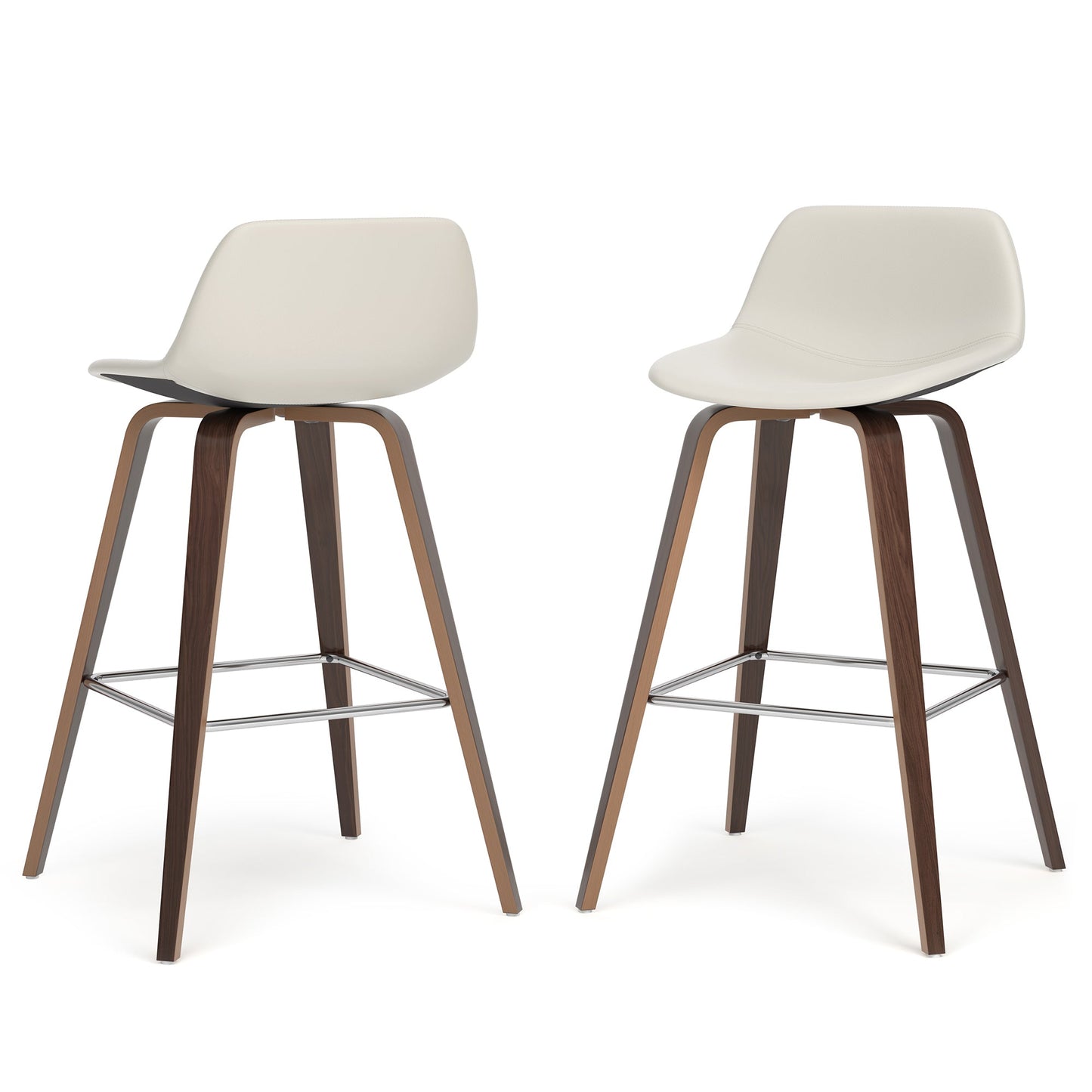 Cream Vegan Leather Walnut | Randolph Bentwood 26 inch Bar Stool (Set of 2)