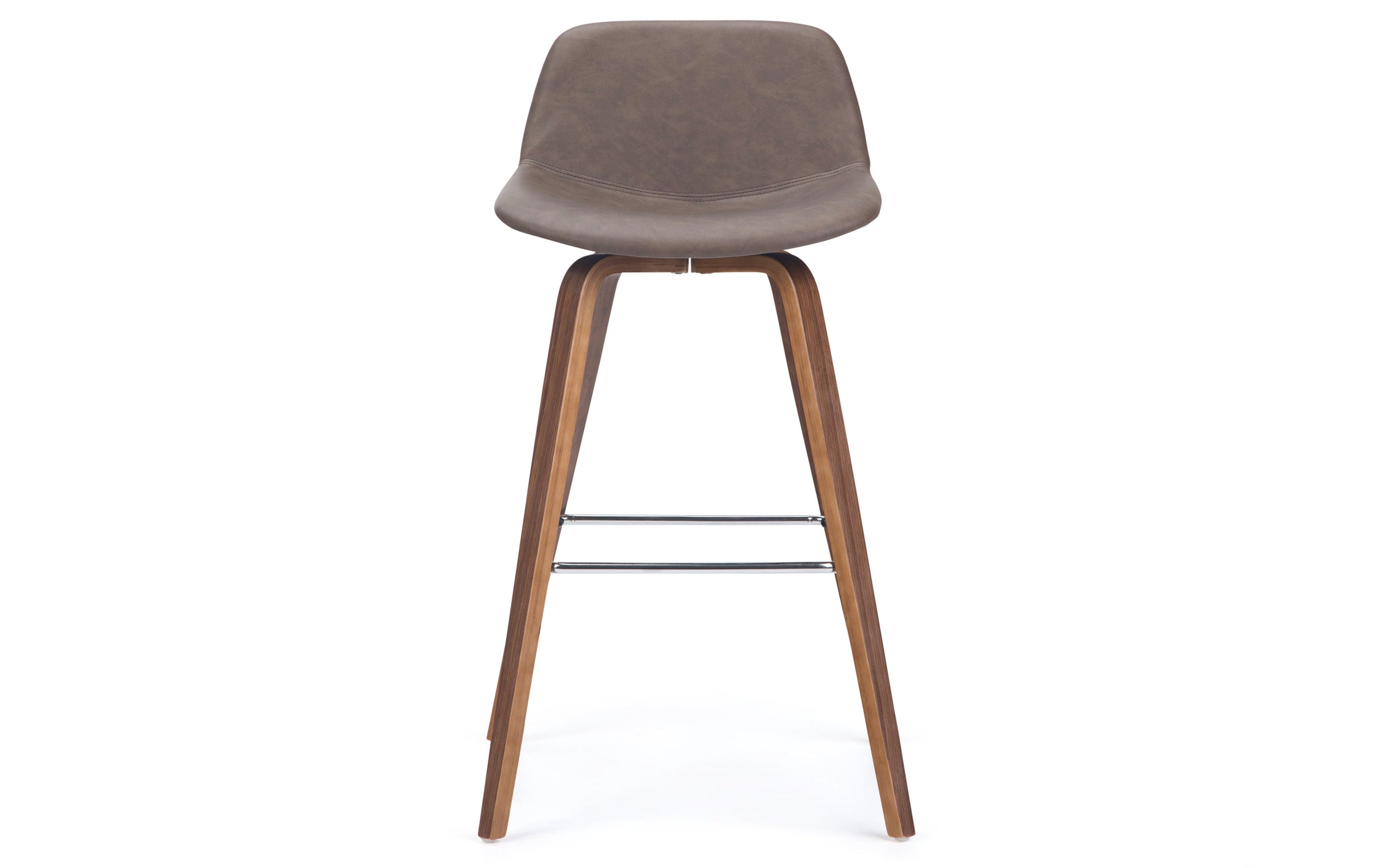 Distressed Chocolate Brown Distressed Vegan Leather Natural | Randolph Bentwood 26 inch Bar Stool (Set of 2)