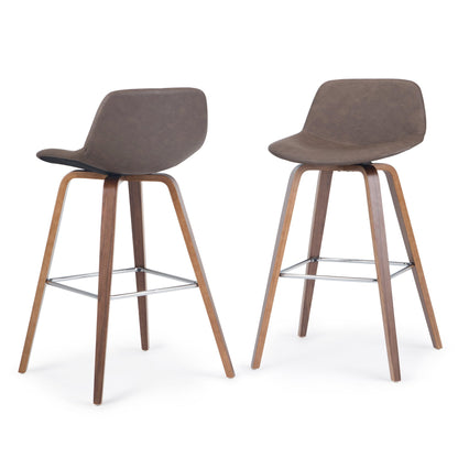 Distressed Chocolate Brown Distressed Vegan Leather Natural | Randolph Bentwood 26 inch Bar Stool (Set of 2)