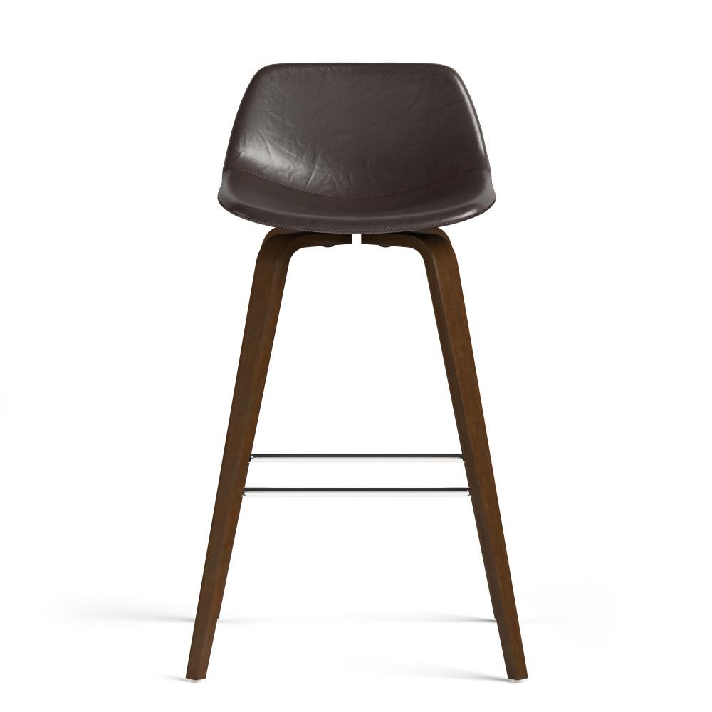 Dark Brown Vegan Leather Walnut | Randolph Bentwood 26 inch Bar Stool (Set of 2)