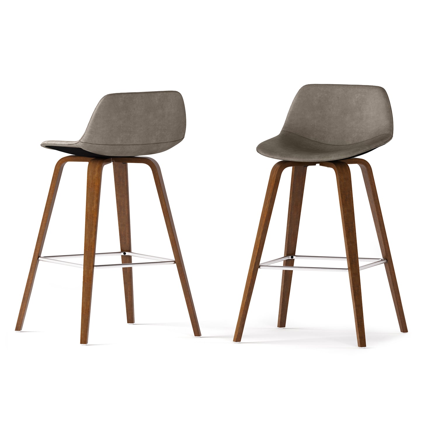 Distressed Grey Distressed Vegan Leather Natural | Randolph Bentwood 26 inch Bar Stool (Set of 2)