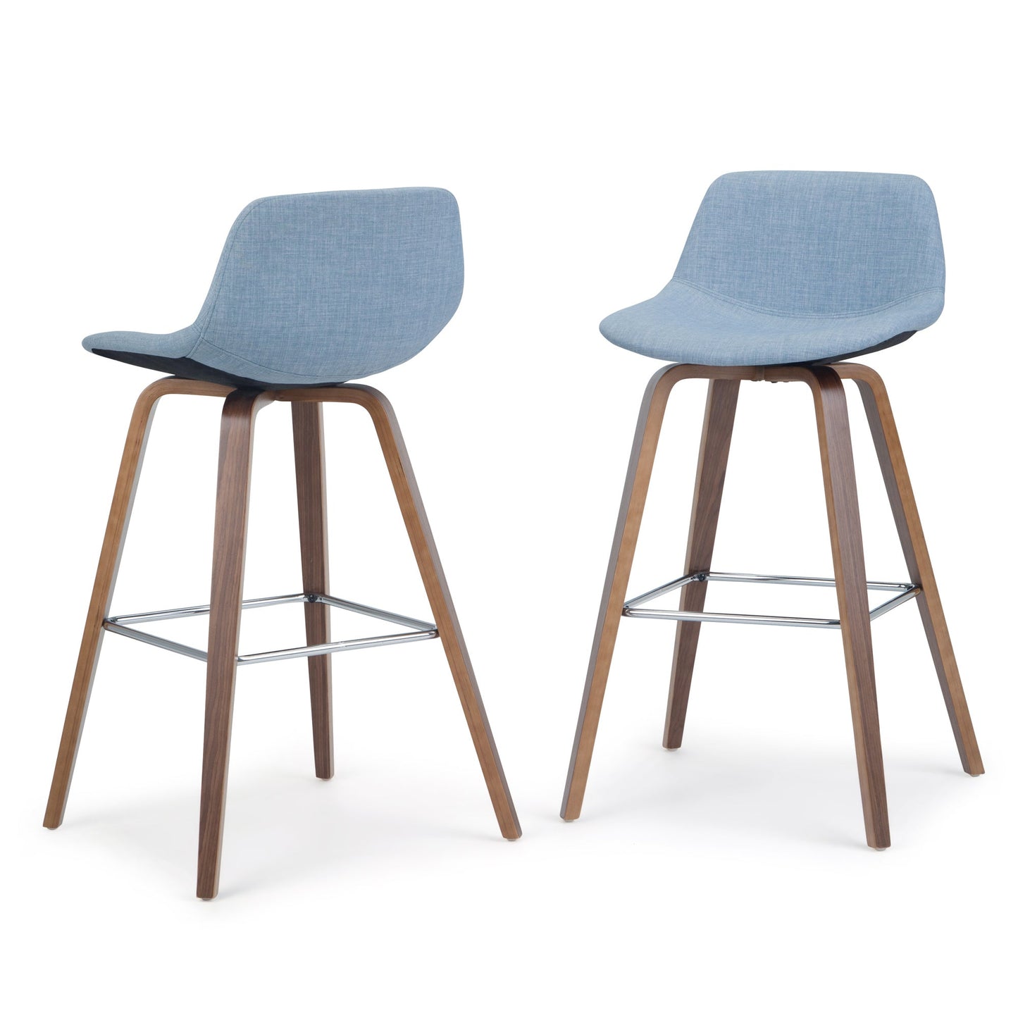 Denim Grey Linen Style Fabric Natural | Randolph Bentwood 26 inch Bar Stool (Set of 2)