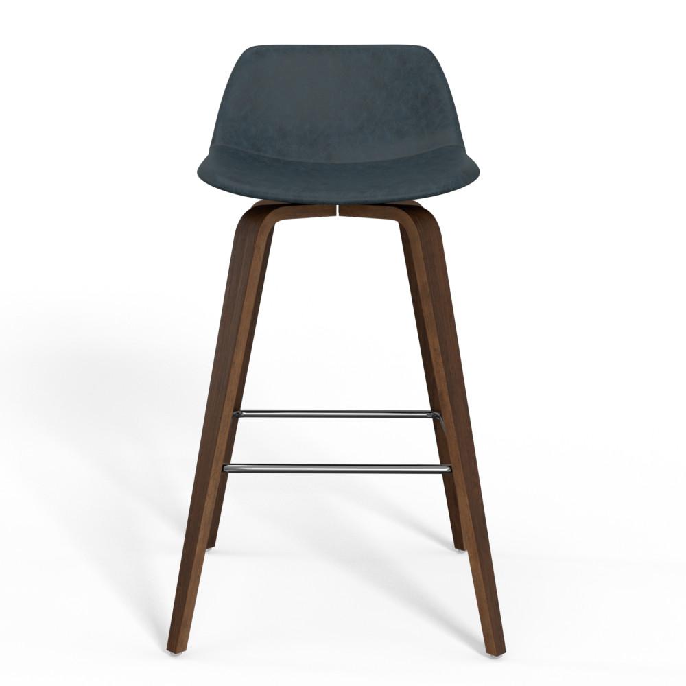 Distressed Blue Distressed Vegan Leather Walnut | Randolph Bentwood 26 inch Bar Stool (Set of 2)