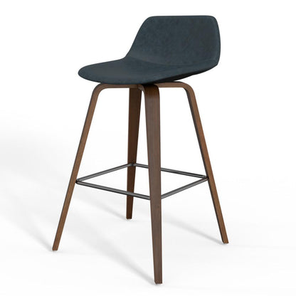 Distressed Blue Distressed Vegan Leather Walnut | Randolph Bentwood 26 inch Bar Stool (Set of 2)