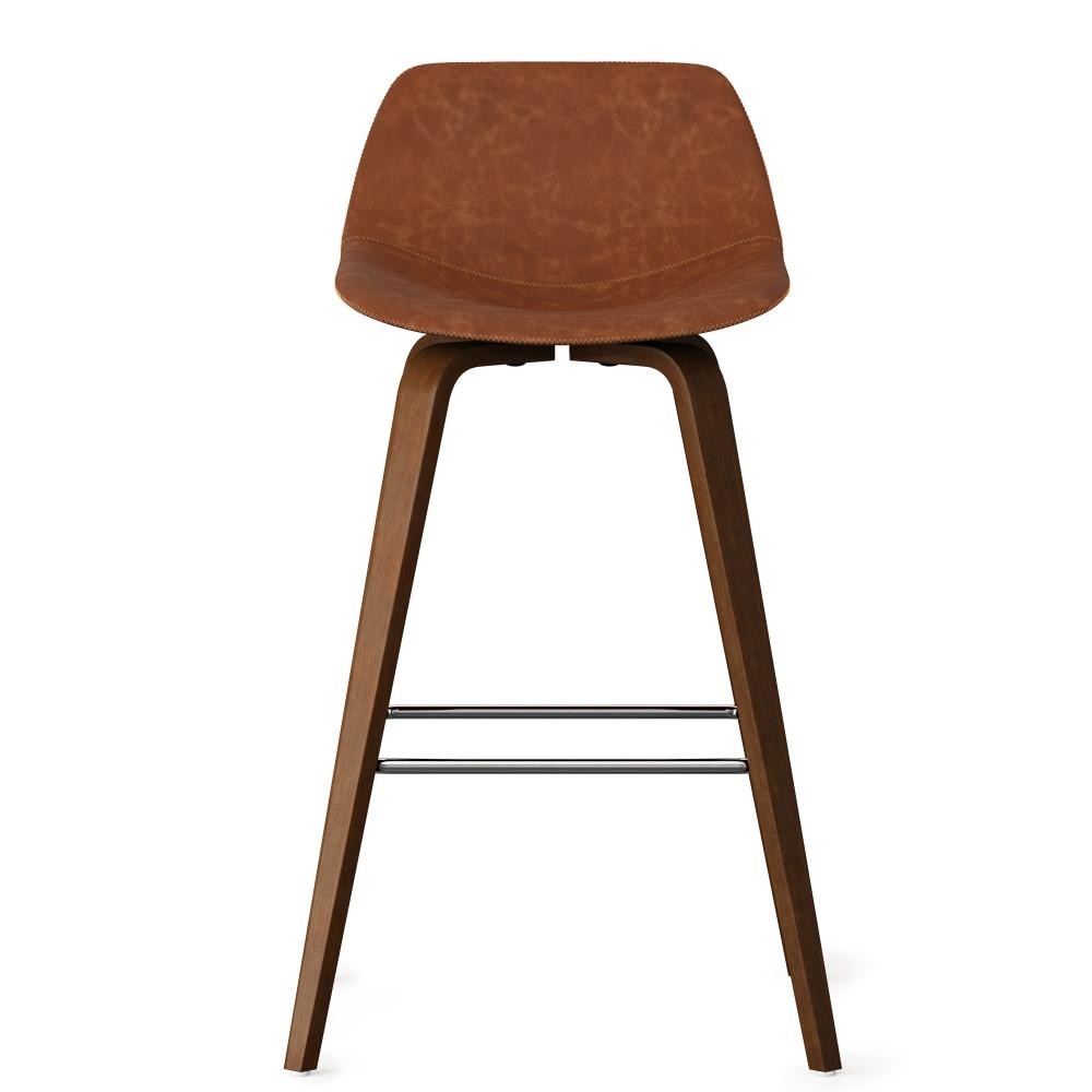 Deep Tan Vegan Leather Walnut | Randolph Bentwood 26 inch Bar Stool (Set of 2)