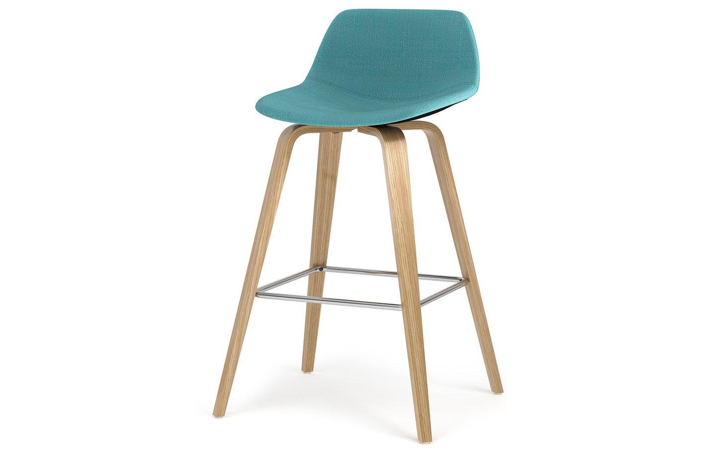 Aqua Blue Linen Style Fabric Oak | Randolph Bentwood Counter Height Stool (Set of 2)