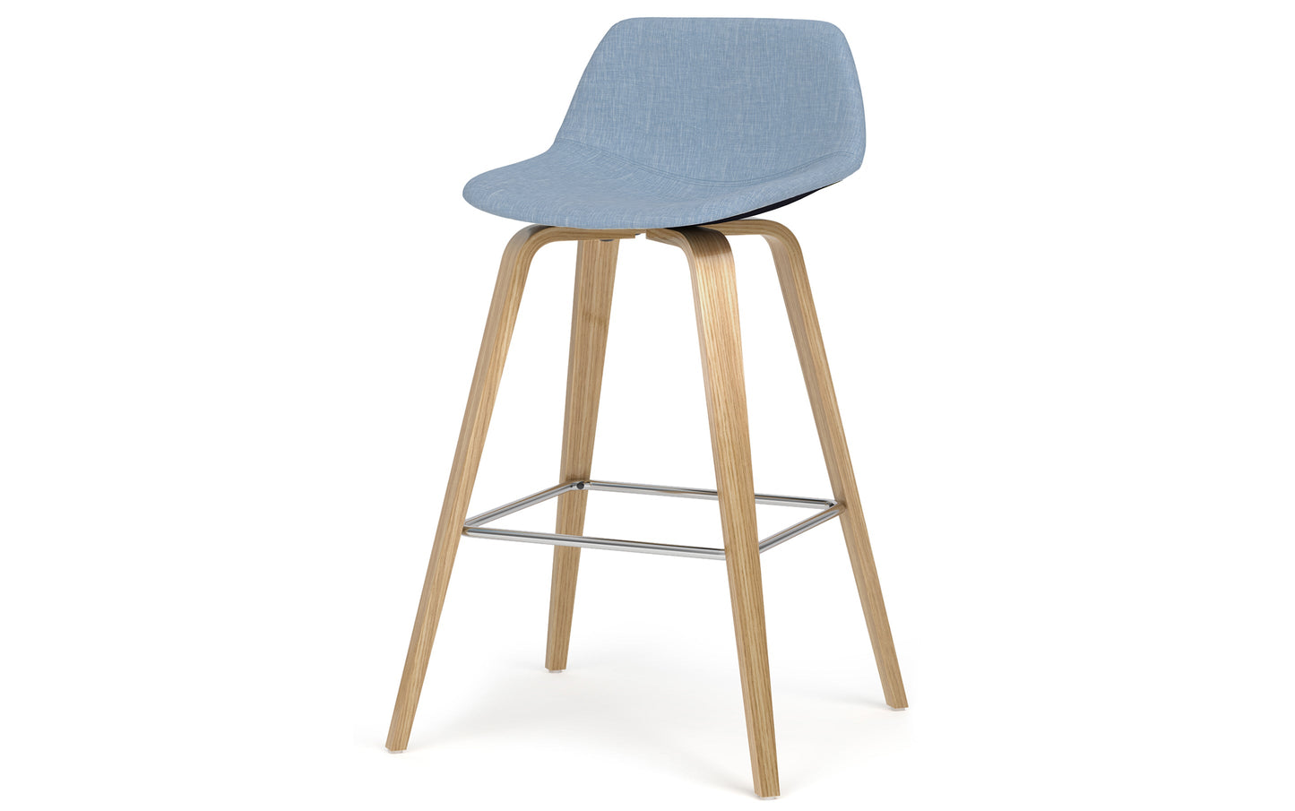 Denim Blue Linen Style Fabric Oak | Randolph Bentwood Counter Height Stool (Set of 2)