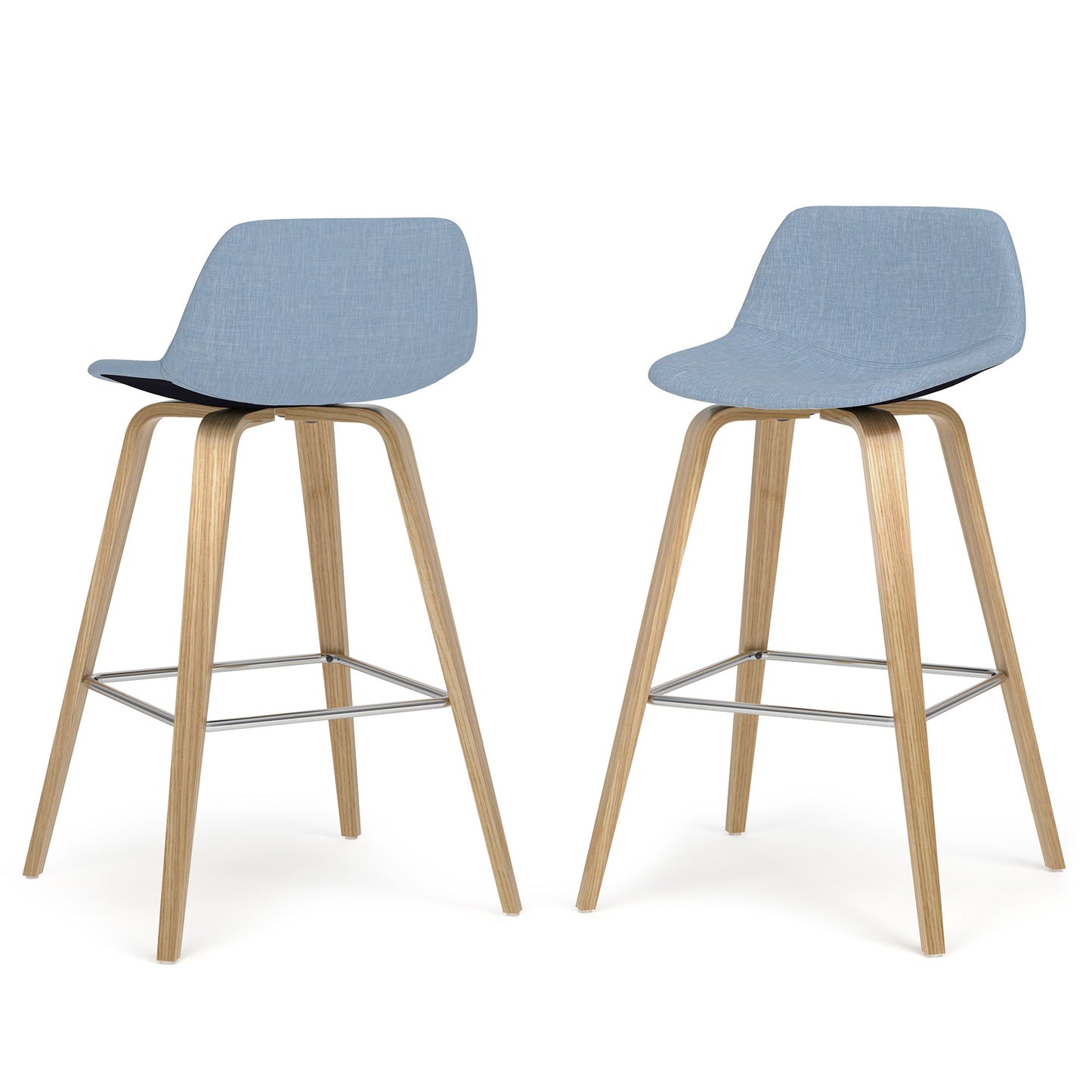 Denim Blue Linen Style Fabric Oak | Randolph Bentwood Counter Height Stool (Set of 2)