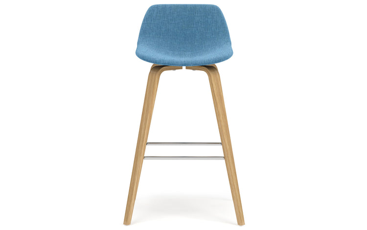 Medium Blue Linen Style Fabric Oak | Randolph Bentwood 26 inch Bar Stool (Set of 2)