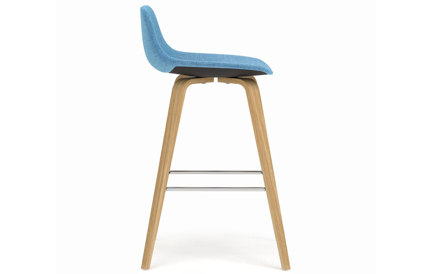 Medium Blue Linen Style Fabric Oak | Randolph Bentwood 26 inch Bar Stool (Set of 2)