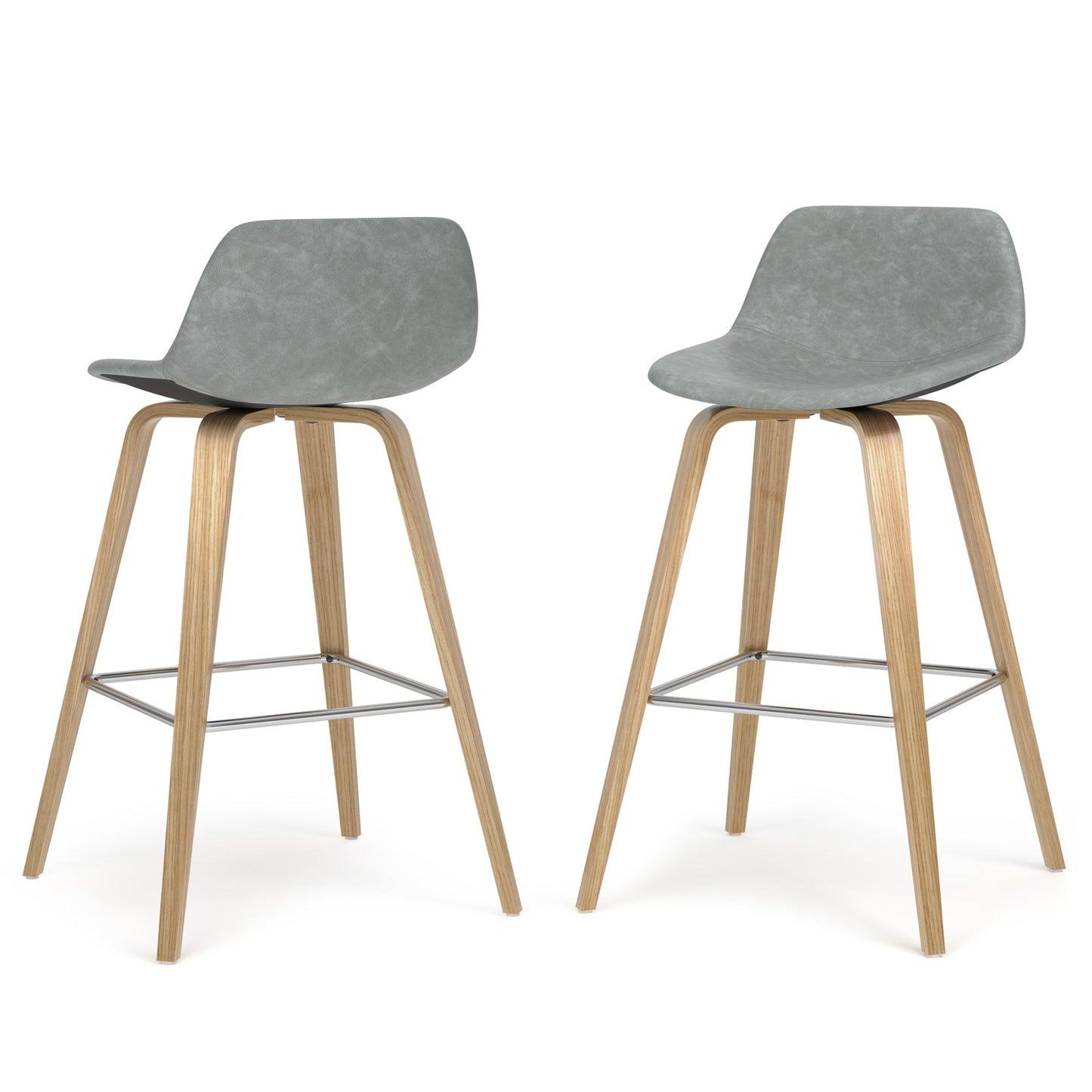 Stone Grey Vegan Leather Oak | Randolph Bentwood Counter Height Stool (Set of 2)