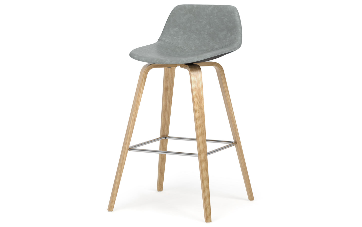 Stone Grey Vegan Leather Oak | Randolph Bentwood Counter Height Stool (Set of 2)