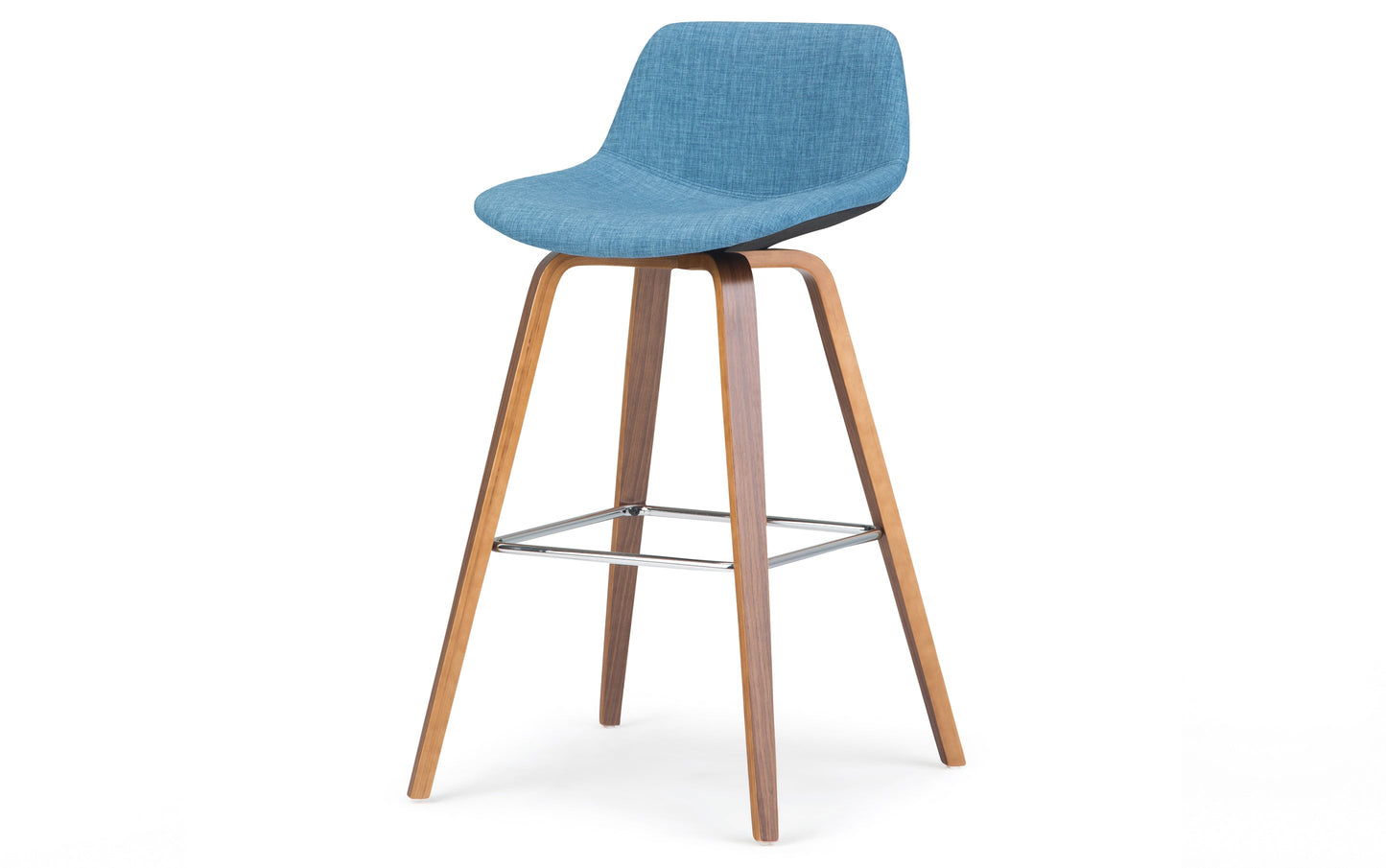 Medium Blue Linen Style Fabric Natural | Randolph Bentwood 26 inch Bar Stool (Set of 2)