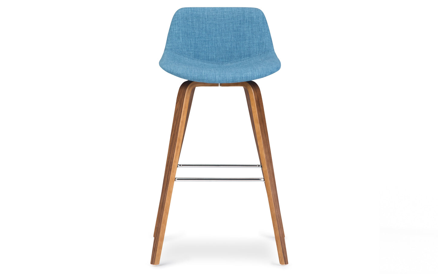 Medium Blue Linen Style Fabric Natural | Randolph Bentwood 26 inch Bar Stool (Set of 2)