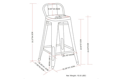 Deep Sage Green | Rayne 24 inch Metal Counter Height Stool