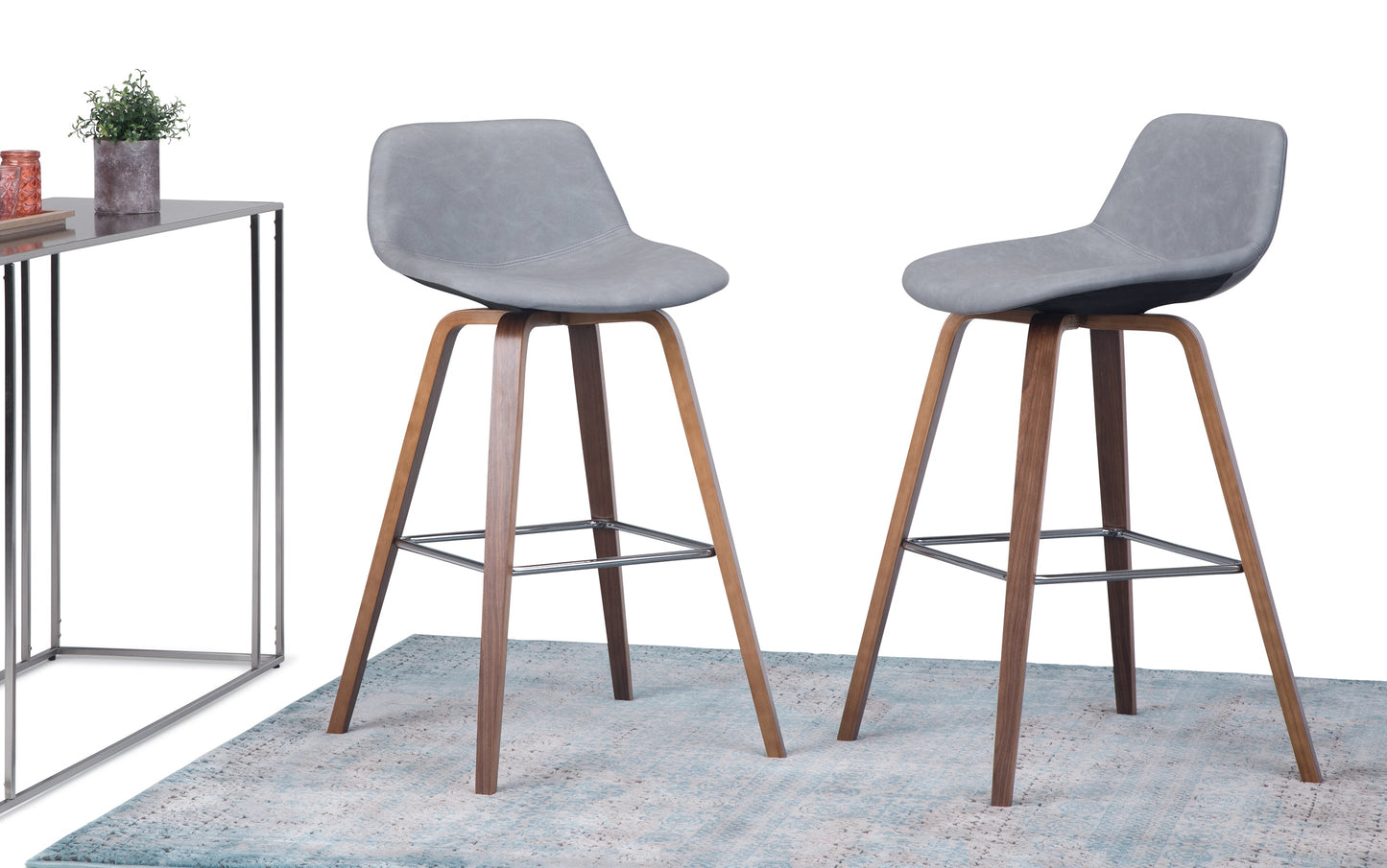 Stone Grey Vegan Leather Natural | Randolph Bentwood 26 inch Bar Stool (Set of 2)