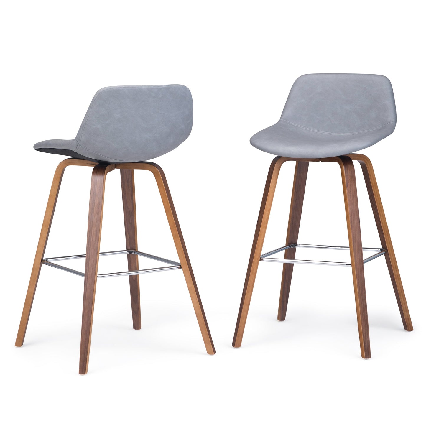 Stone Grey Vegan Leather Natural | Randolph Bentwood 26 inch Bar Stool (Set of 2)