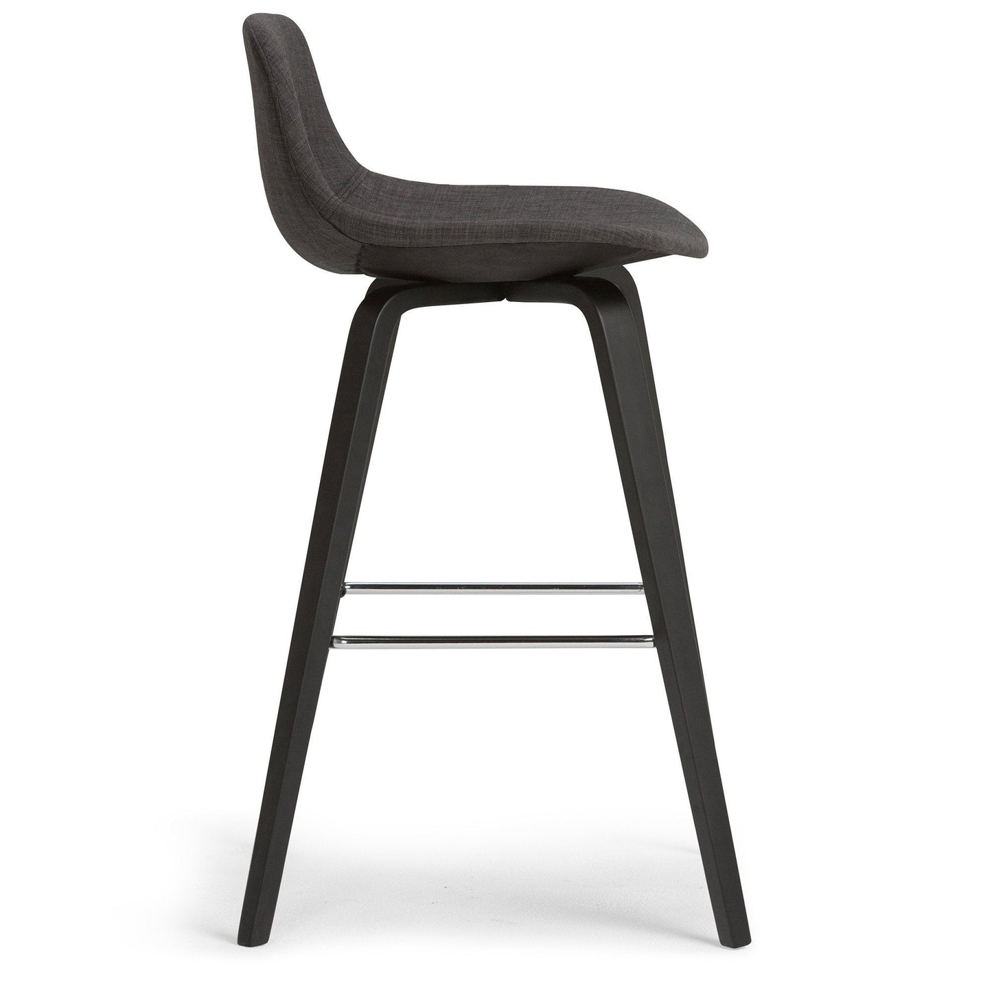 Black and Charcoal Linen Style Fabric Black | Randolph Bentwood 26 inch Bar Stool (Set of 2)