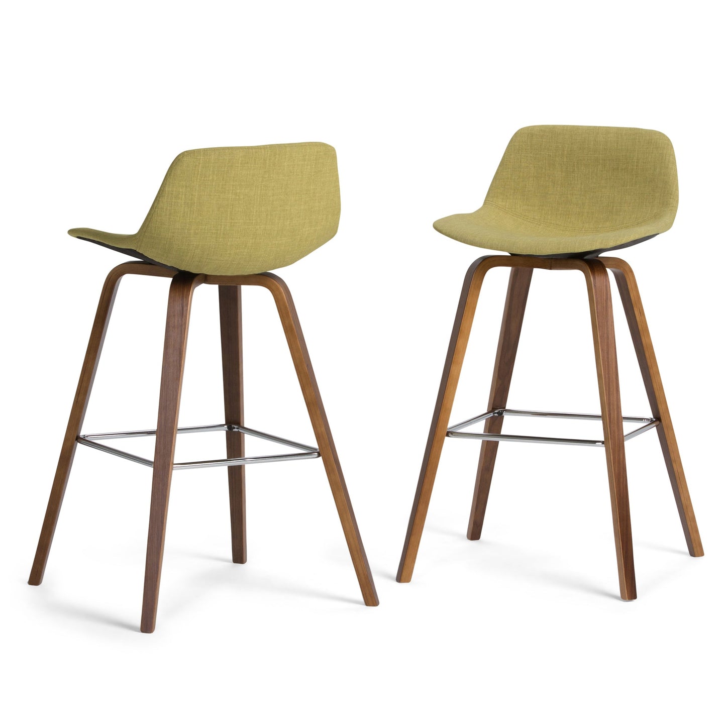 Natural and Acid Green Linen Style Fabric Natural | Randolph Bentwood 26 inch Bar Stool (Set of 2)