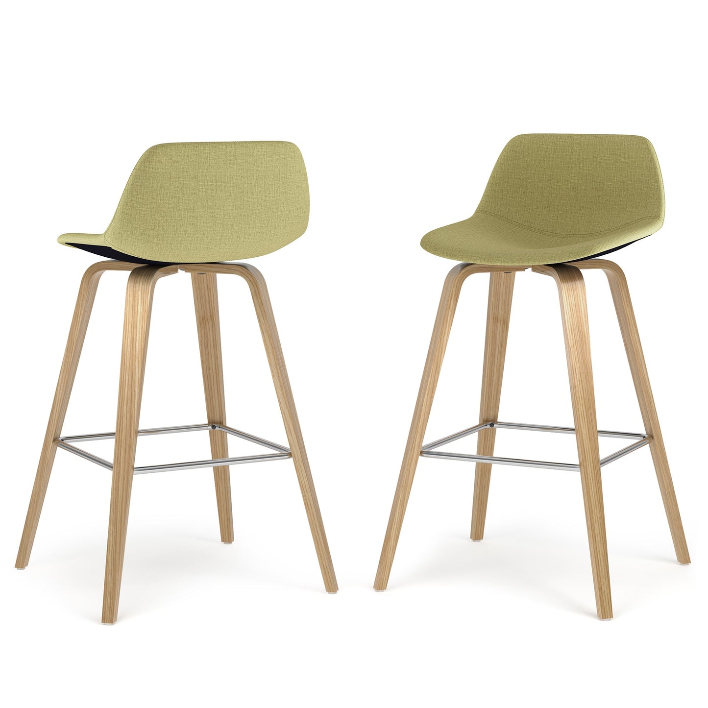 Acid Green Linen Style Fabric Oak | Randolph Bentwood Counter Height Stool (Set of 2)